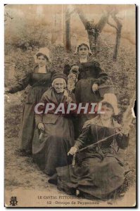 Old Postcard Picturesque Cantal Group Peasant Folklore Costume