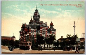 Postcard Winnipeg Manitoba c1910s City Hall and Volunteer Monument