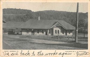 Railroad Depot, Windsor, Vermont Train Station 1908 Spaulding Vintage Postcard