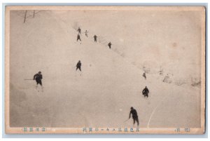 Nagano Japan Postcard Scene of Goshiki Hotspring Skiing 1915 Posted Antique