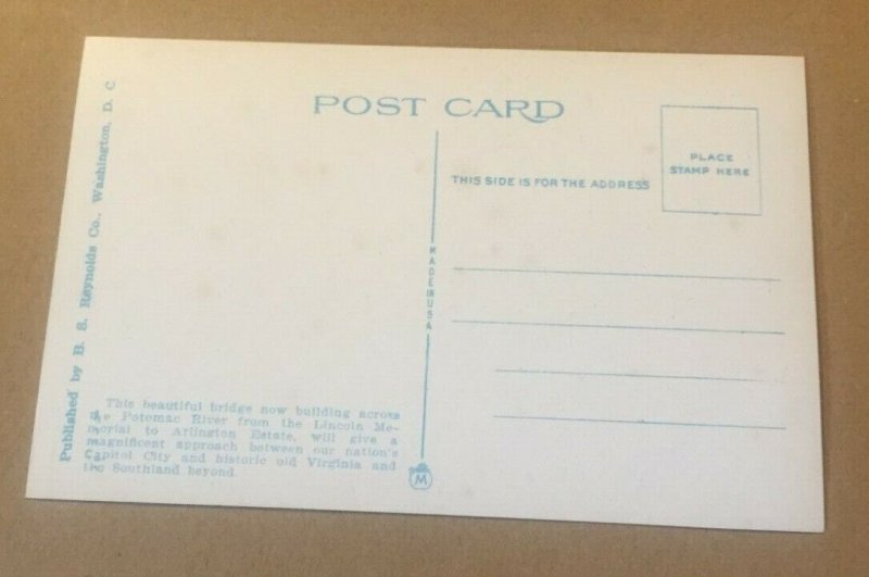 VINTAGE POSTCARD UNUSED ARLINGTON MEMORIAL BRIDGE WASHINGTON D.C.