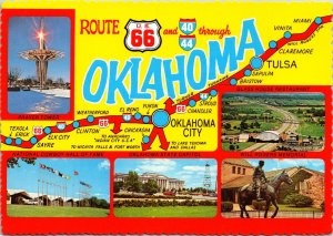 Route 66 Map multi view Oklahoma Postcard