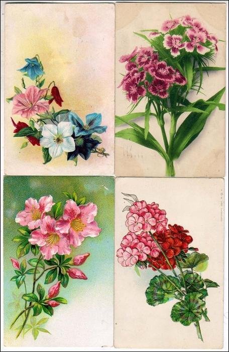 4 - Misc Greeting Cards with Flowers