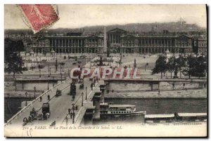 Old Postcard Paris Place de la Concorde and the Seine