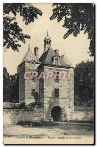 Old Postcard Chateau de Flamboin interior Facade of the keep