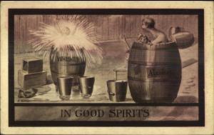 Children in Whiskey & Alcohol Barrels IN GOOD SPIRITS - Horina Comic Postcard