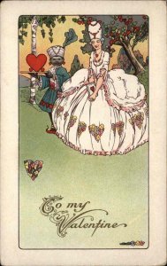 Valentine Stecher Ser 406D Woman in White with Servant Vintage Postcard