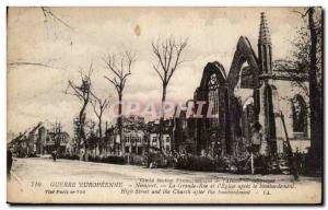 Old Postcard Nieuwpoort Belgium The main street and & # 39eglise after bombing