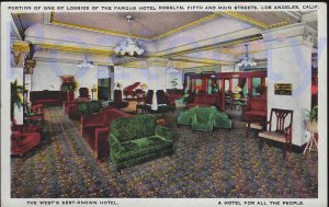 POTION OF ONE OF THE LOBBIES OF THE FAMOUS HOTEL ROSSLYN FIFTH AND MAIN ST. L...
