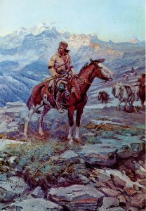 Western (US) -  Free Trapper  Artist:  Charles Marion Russell       (4 X 6)