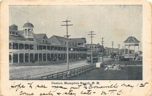 H74/ Hampton Beach New Hampshire Postcard c1910 Casino Building Trolley 48