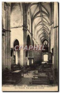 Old Postcard Organ Church of Souvigny The nave The organ View from the choir