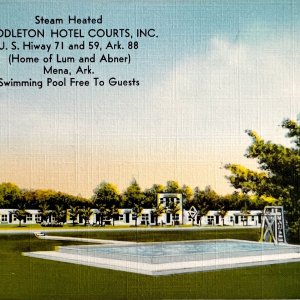 Middleton Hotel Courts Postcard Swimming Pool Mena Arkansas 1930s PCBG11A