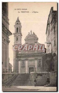 Old Postcard The French Riviera Menton Church