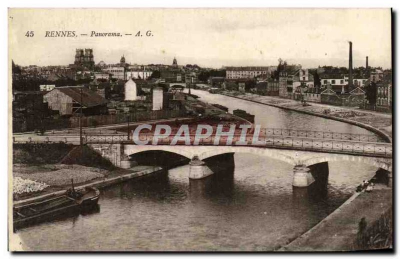 Postcard Old Rennes Panorama