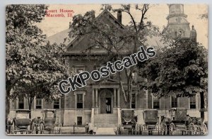 Court House Macomb IL Horses And Buggies Children Illinois Postcard W25