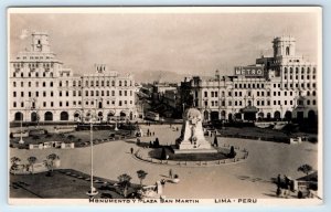 RPPC Monumento Y Plaza San Martin LIMA Peru Postcard