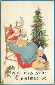 Tuck Christmas Postcard Happy Home 534 Unsigned Schmucker Dutch Mother & Baby