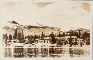 Jasper Park Lodge Alberta AB Cabins Harry Rowed #167 RPPC c1947 Postcard G38