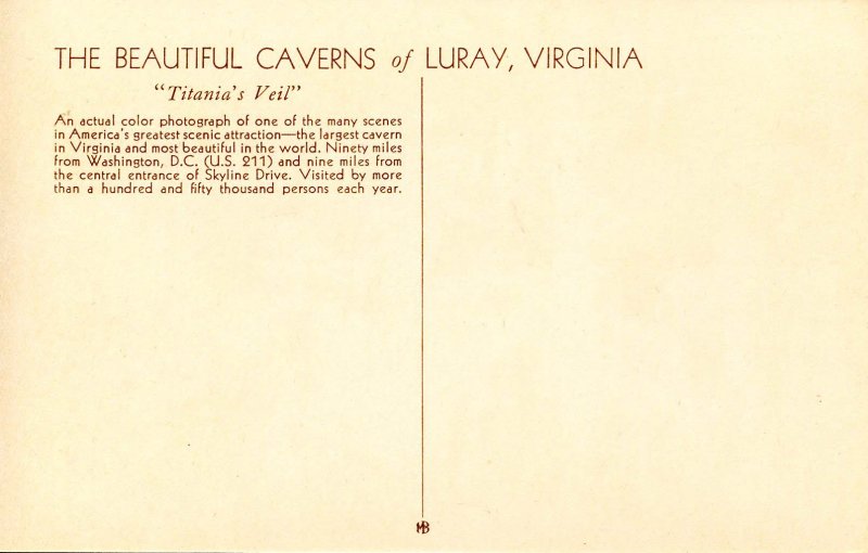 VA - Luray. Luray Caverns. Titania's Veil