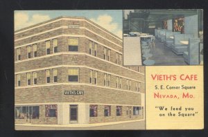 NEVADA MISSOURI VIETH'S CAFÉ INTERIOR MO. LINEN ADVERTISING POSTCARD