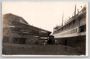 RPPC Great Lakes Steamer Tionesta Pennsylvania Railroad Load Dock Postcard D24