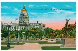 Colorado  Denver  State Capitol  Showing Broncho Buster and Indian Warrior Mo...