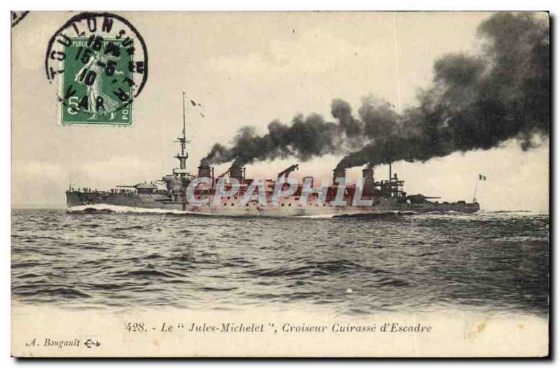 Old Postcard Boat Cruiser Jules Michelet Breastplate d & # 39escadre