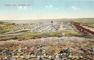 F89/ Rawlins Wyoming Postcard 1908 Birxseye View Railroad Homes