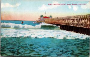 Pier and Sun Parlor, Long Beach California Vintage Postcard H20