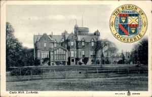 Lockerbie Dumfries and Galloway Castle Milk Crest c1900-20s Vintage Postcard