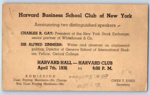 Harvard Business School Club NY Robins Conveying Belt Co Advertising Postal Card