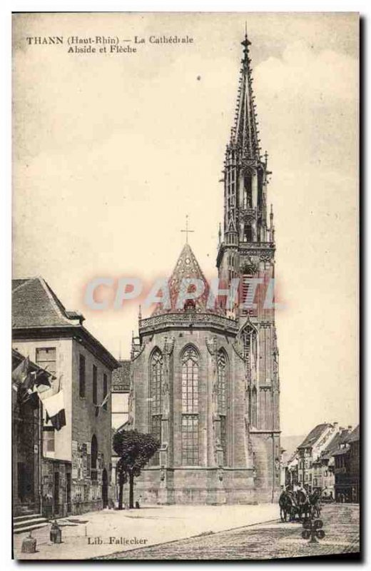 Old Postcard Thann Haut Rhin cathedral Apse and Fleche