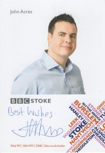 John Acres BBC Radio Stoke Hand Signed Cast Card Photo