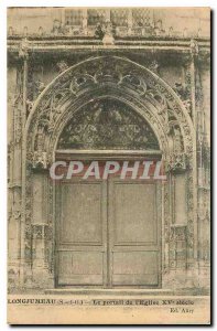 Old Postcard Longjumeau S and O The church portal