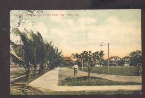 KEY WEST FLORIDA PARADE GROUNDS ARMY POST VINTAGE POSTCARD