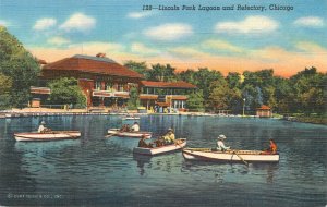 United States Chicago Illinois Lincoln Park Lagoon and Refectory linen postcard