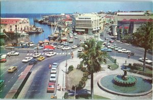 Aerial View Postcard Bridgetown Barbados w/ Old Cars Waterfront