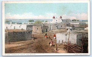 PUEBLO of ISLETA, NM ~ Fred Harvey Native American VILLAGE SCENE c1910s Postcard