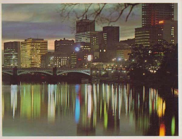 Melbourne Skyline Reflections In Yarra River Victoria Australia Postcard