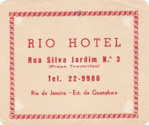 Brasil Rio De Janeiro Rio Hotel Luggage Label sk2820