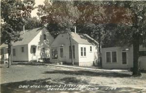 Arnold's Park Iowa Oak Hill Cottages 1-3 1940s RPPC Photo Postcard 11585 Cook