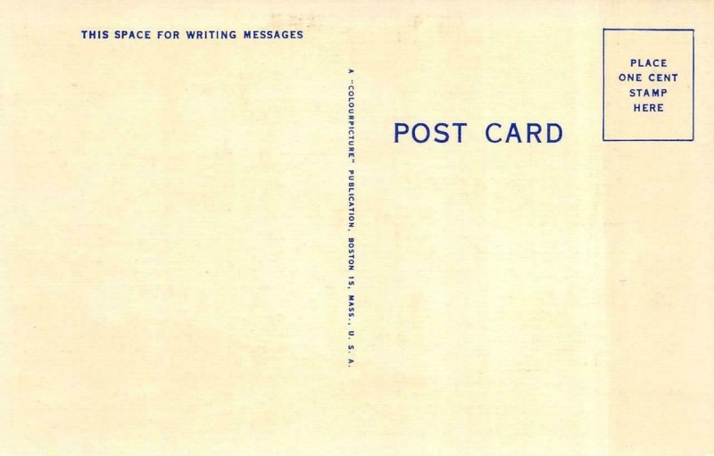 SAILBOAT Passing Through Open DRAW BRIDGE in MOONLIGHT  c1940's Linen Postcard