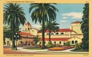 USA Civic Auditorium San Jose California Vintage Linen Postcard 03.34