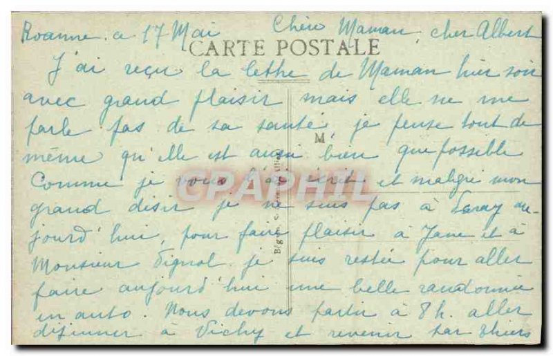 Old Postcard Roanne Walks Popule The Water Jet