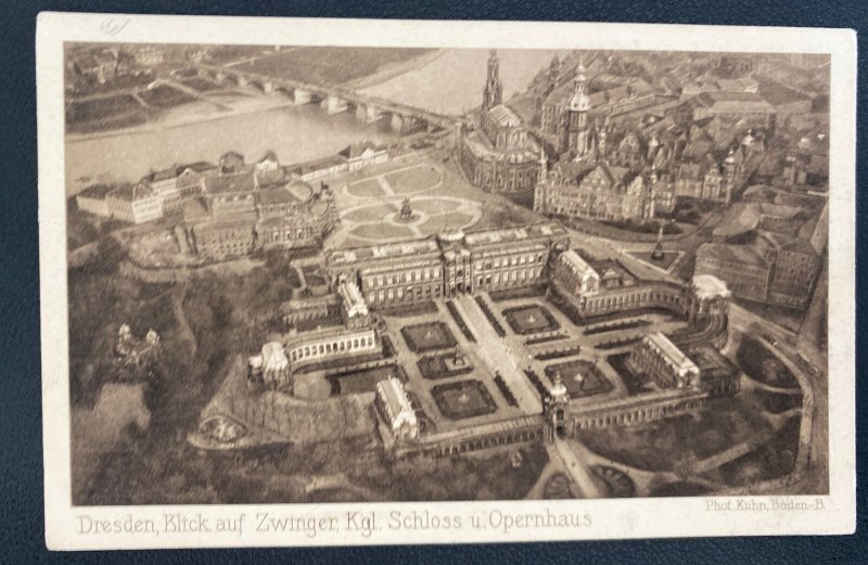 Mint Germany Real Picture Postcard Zeppelin View Of Dresden Castle & Opera House