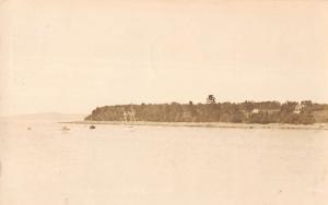 Searsport Maine scenic birds eye view boats shore real photo pc Z21997