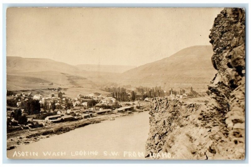 c1910's View Of Asotin Washington WA From Idaho ID RPPC Photo Unposted  Postcard