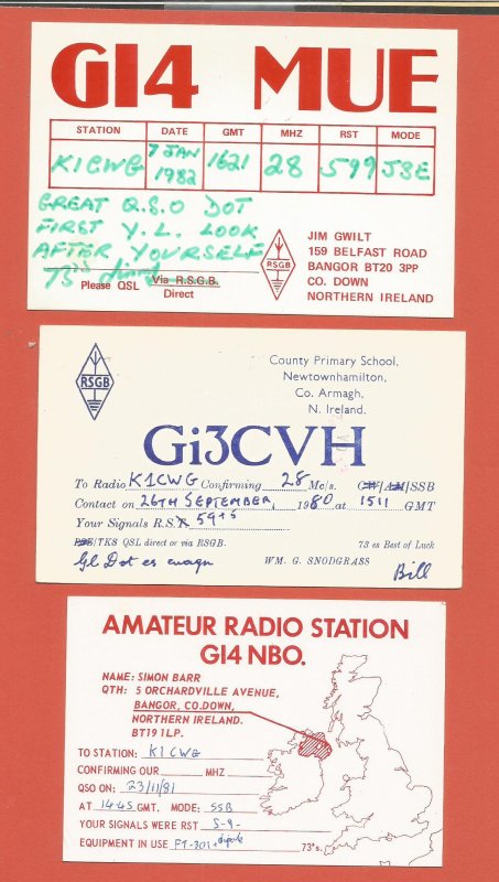 QSL AMATEUR RADIO CARDS – NORTHERN IRELAND – 3 DIFFERENT – 1980-1982 (4)