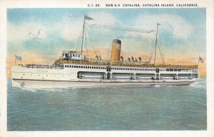 New S.S. Catalina, Catalina Island, CA Steamship c1920s Vintage Postcard